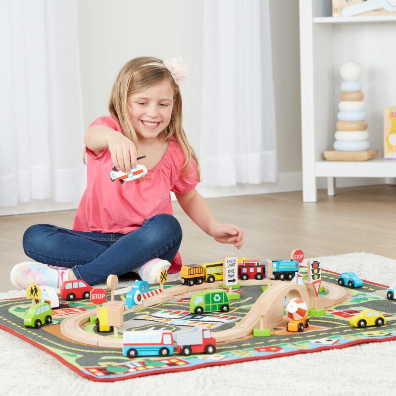 Melissa and Doug Deluxe Multi-Vehicle Activity Rug - Image 3