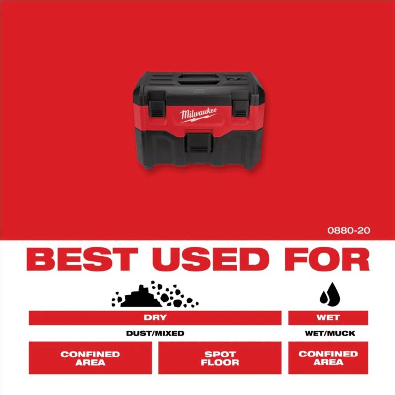 Milwaukee 0880-20 M18 2-Gallon Wet/Dry Vacuum - Image 10