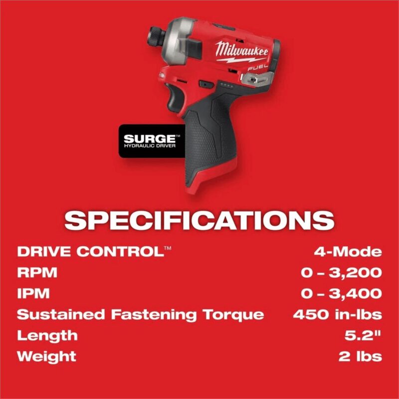 Milwaukee 2551-20 M12 FUEL SURGE Hydraulic Driver 1/4  Hex (Tool Only) - Image 8