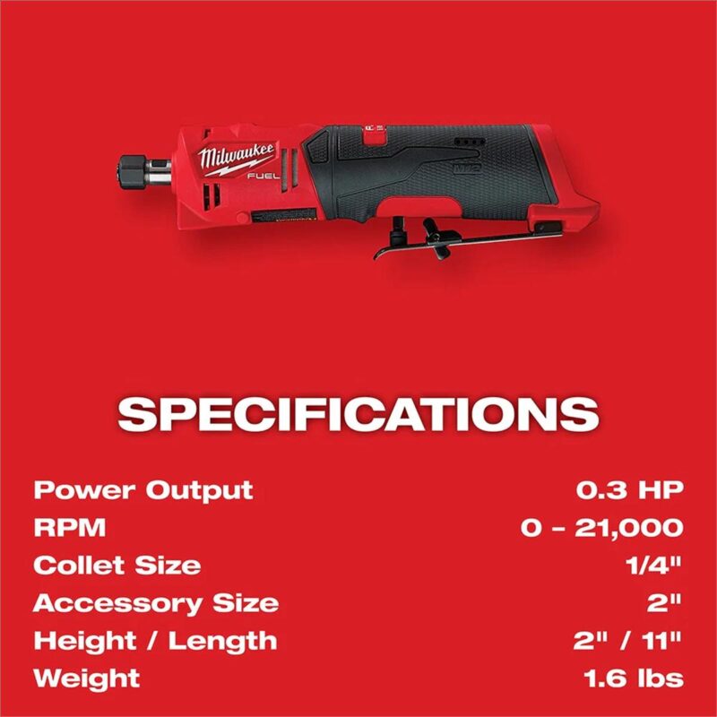 Milwaukee M12 12V Fuel 1/4  Straight Die Grinder Cordless Lithium-Ion 2486-20 - Image 10