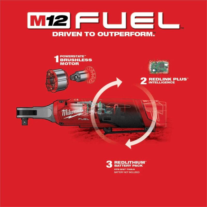 Milwaukee Tool M12 FUEL 3/8  High Speed Ratchet (Bare Tool) - Image 9