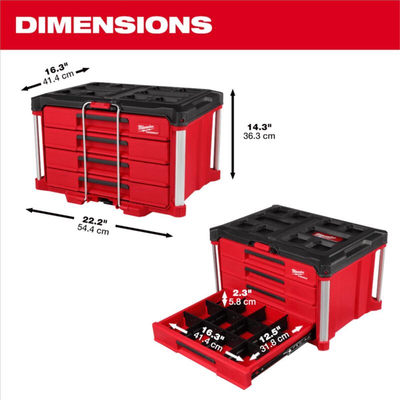 Milwaukee Tool PACKOUT 4 Drawer Tool Box - Image 3