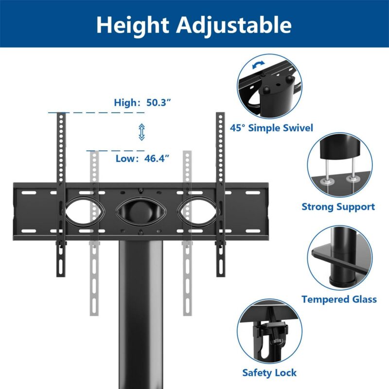 Modern 3-in-1 TV Stand for Flat TVs up to 65 inch, Black - Image 7