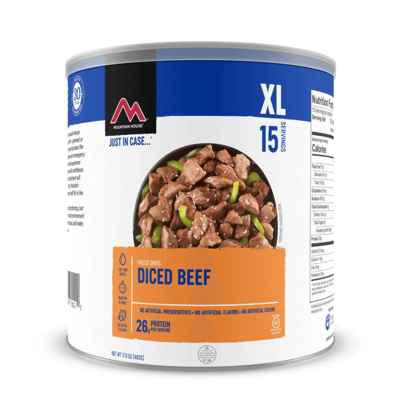 Mountain House Diced Beef | Freeze Dried Survival and Emergency Food for Camping Hiking and Backpacking | #10 Can | Gluten-Free- 1 Can