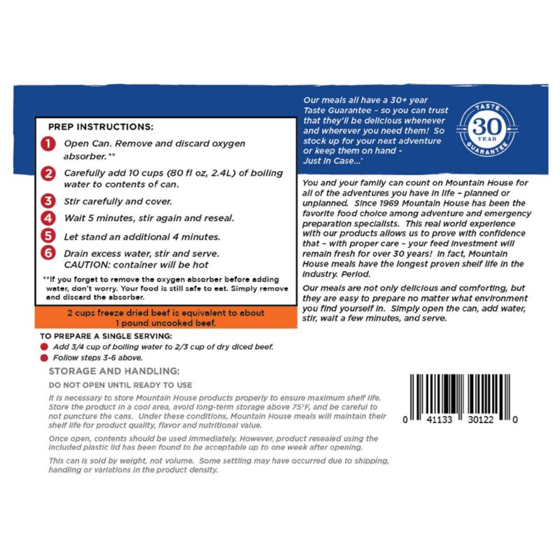 Mountain House Diced Beef | Freeze Dried Survival and Emergency Food for Camping Hiking and Backpacking | #10 Can | Gluten-Free- 1 Can - Image 5