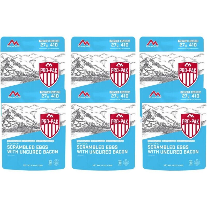 Mountain House Freeze Dried Emergency Survival Backpacking and Camping Food Scrambled Eggs with Bacon Pro-Pak- 6 Pouches