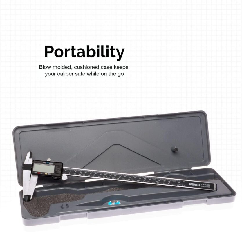 NEIKO 01409A 12a Electronic Digital Caliper | Extra Large Display | 0-12 Inches | Inch/Fractions/Millimeter Conversion | Polished Stainless Steel - Image 6