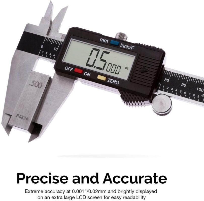 NEIKO 01409A 12a Electronic Digital Caliper | Extra Large Display | 0-12 Inches | Inch/Fractions/Millimeter Conversion | Polished Stainless Steel - Image 2