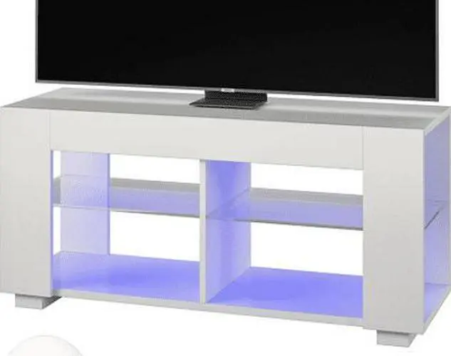 NTense LED TV Stand with Glass Shelves for TVs up to 55 , White Gloss - Image 5