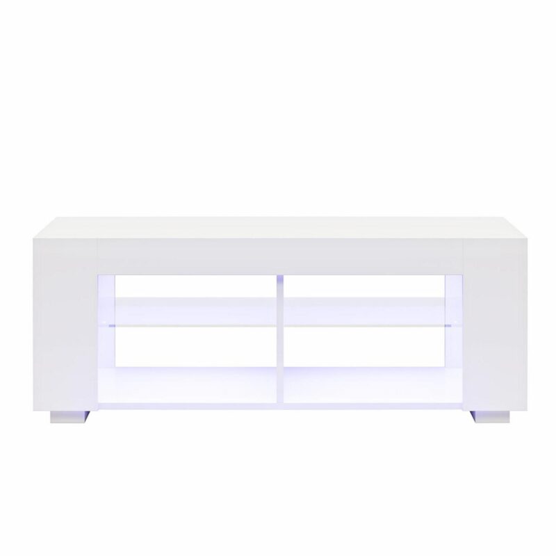 NTense LED TV Stand with Glass Shelves for TVs up to 55 , White Gloss - Image 9