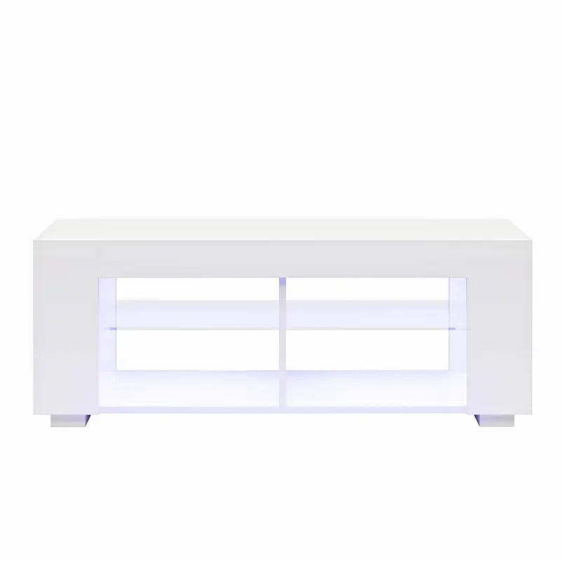 NTense LED TV Stand with Glass Shelves for TVs up to 55 , White Gloss - Image 9