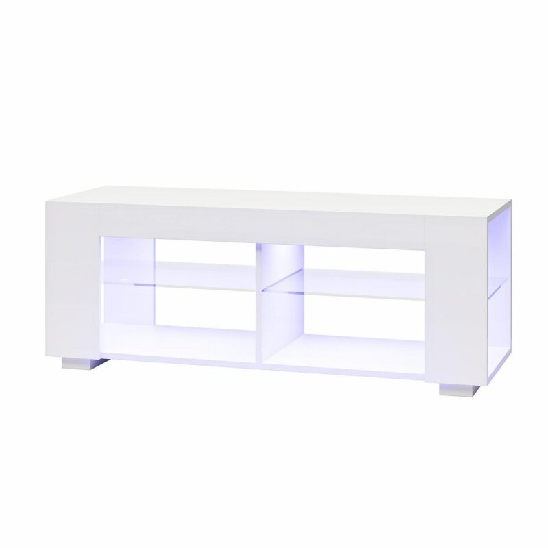 NTense LED TV Stand with Glass Shelves for TVs up to 55 , White Gloss - Image 7