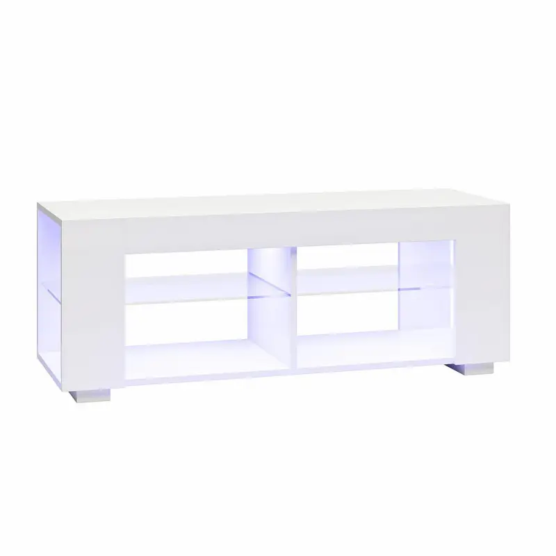 NTense LED TV Stand with Glass Shelves for TVs up to 55 , White Gloss - Image 14