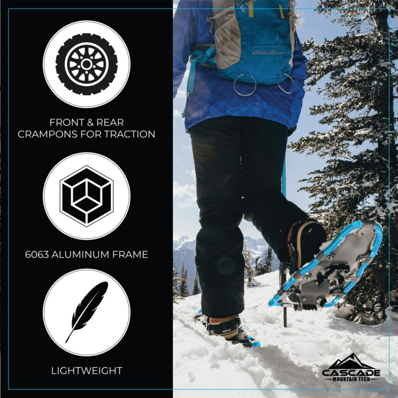 Navigator Series Men and Women's Lightweight 21  Aluminum Frame Snowshoe Set, Ratchet Binding - Image 2