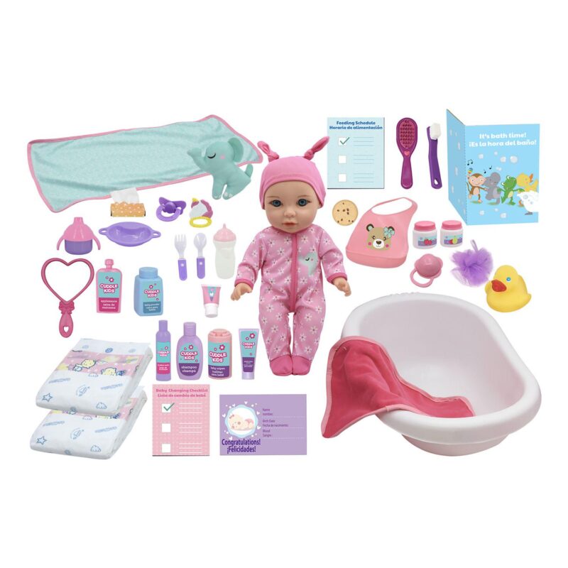 New Adventures Little Darlings Baby Doll Feed and Care Deluxe Playset with 15in. Baby Doll and 35 Accessories - Image 2