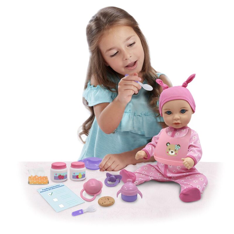 New Adventures Little Darlings Baby Doll Feed and Care Deluxe Playset with 15in. Baby Doll and 35 Accessories - Image 4