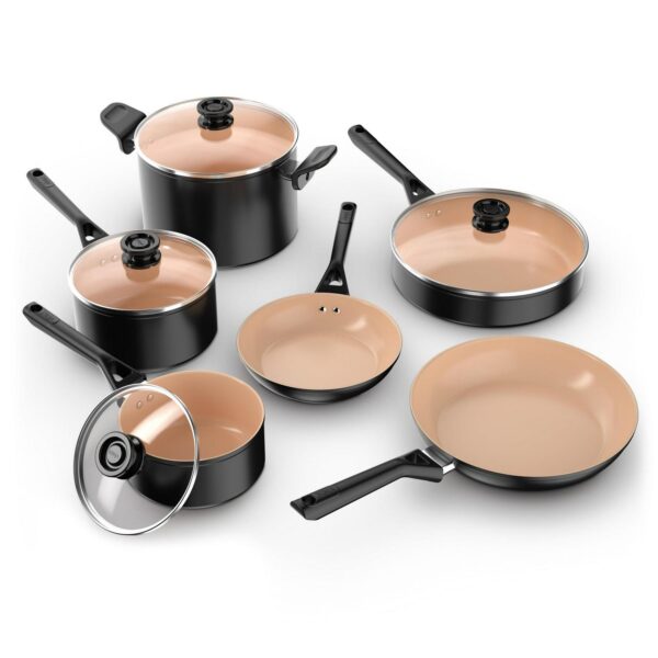 Ninja 10 Piece Non-Stick Ceramic Cookware Set, PTFE Free, Oven Safe to 350A F,Induction Compatible