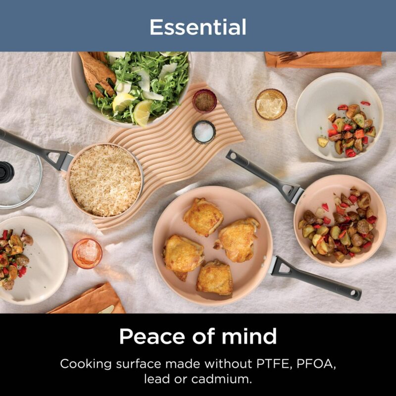 Ninja 10 Piece Non-Stick Ceramic Cookware Set, PTFE Free, Oven Safe to 350A F,Induction Compatible - Image 3