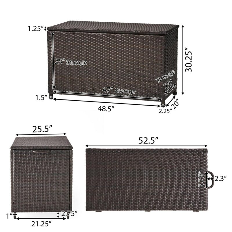 Noble House Abrams Small Brown Wicker Cushion Box - Image 4