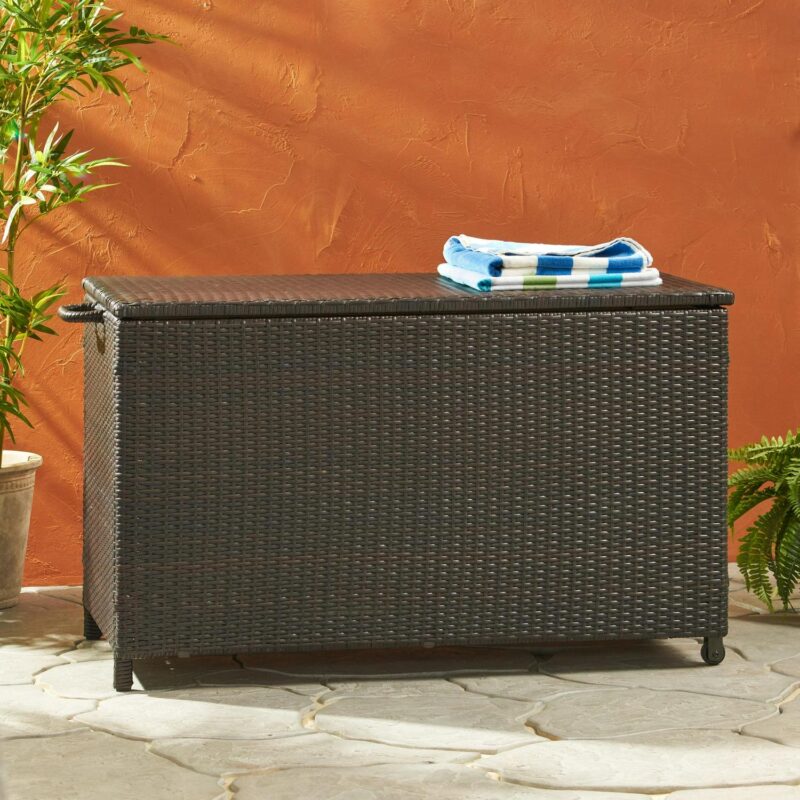 Noble House Abrams Small Brown Wicker Cushion Box - Image 2