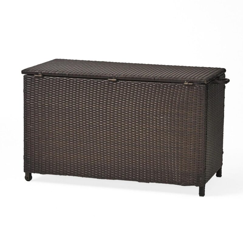 Noble House Abrams Small Brown Wicker Cushion Box - Image 3