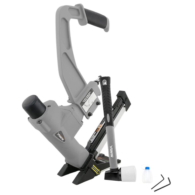 NuMax SFL618 Pneumatic 3-in-1 15.5-Gauge and 16-Gauge 2  Flooring Nailer / Stapler with Flooring Mallet and Interchangeable Base Plates