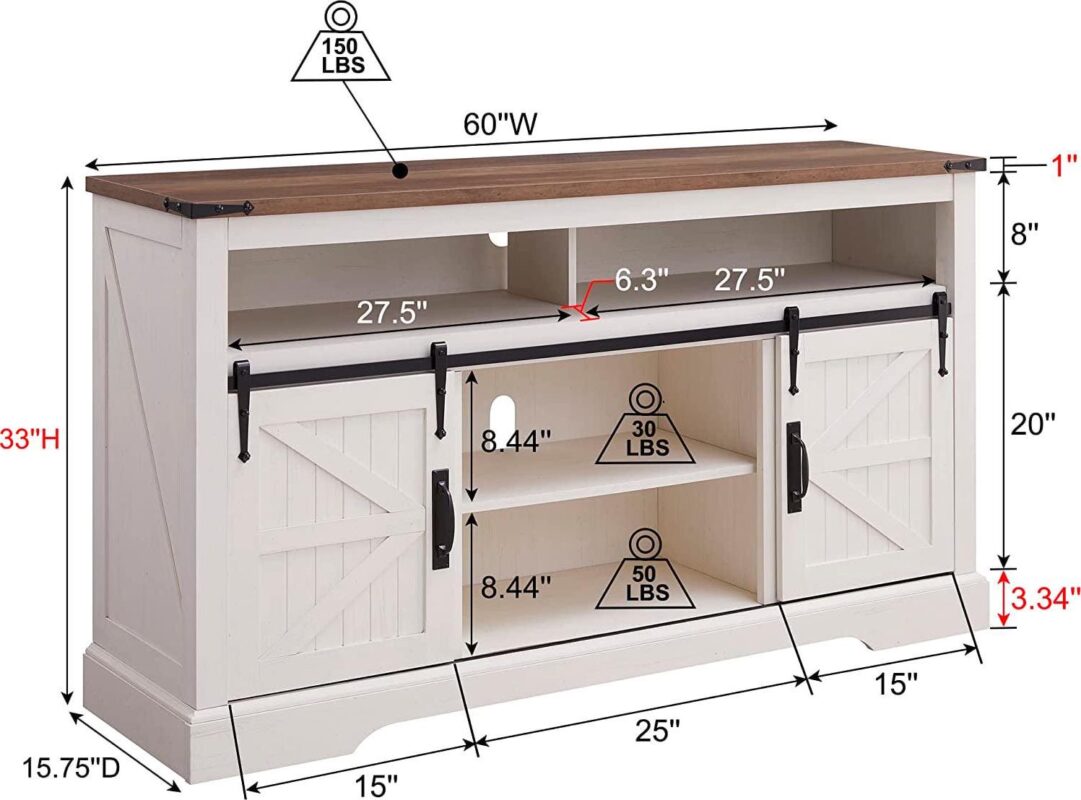 OKD Farmhouse TV Stand for TVs up to 70 , Rustic Console Entertainment Center Television Table with Adjustable Shelf for liveing Room,A Antique White - Image 7