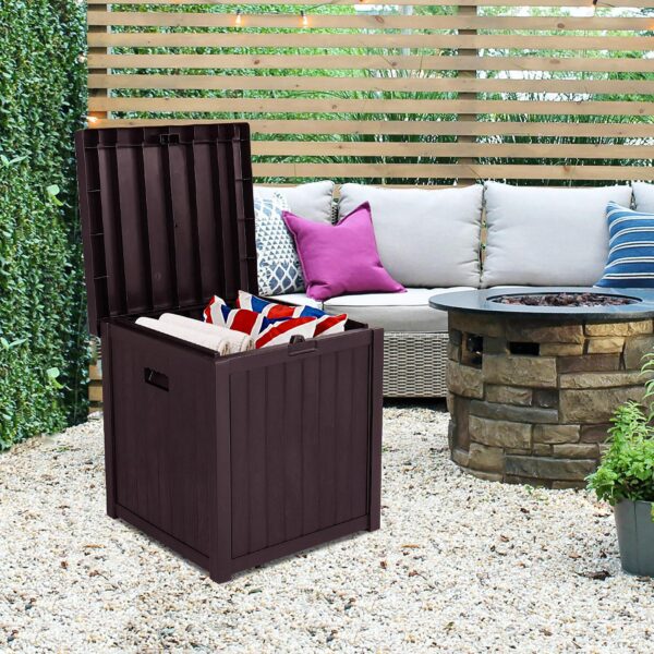 Outdoor Patio Box Storage, 51 Gallon Deck Box with Seat, All-Weather Outdoor Storage Box Waterproof, Lockable for Tools Toys Cushions, Brown