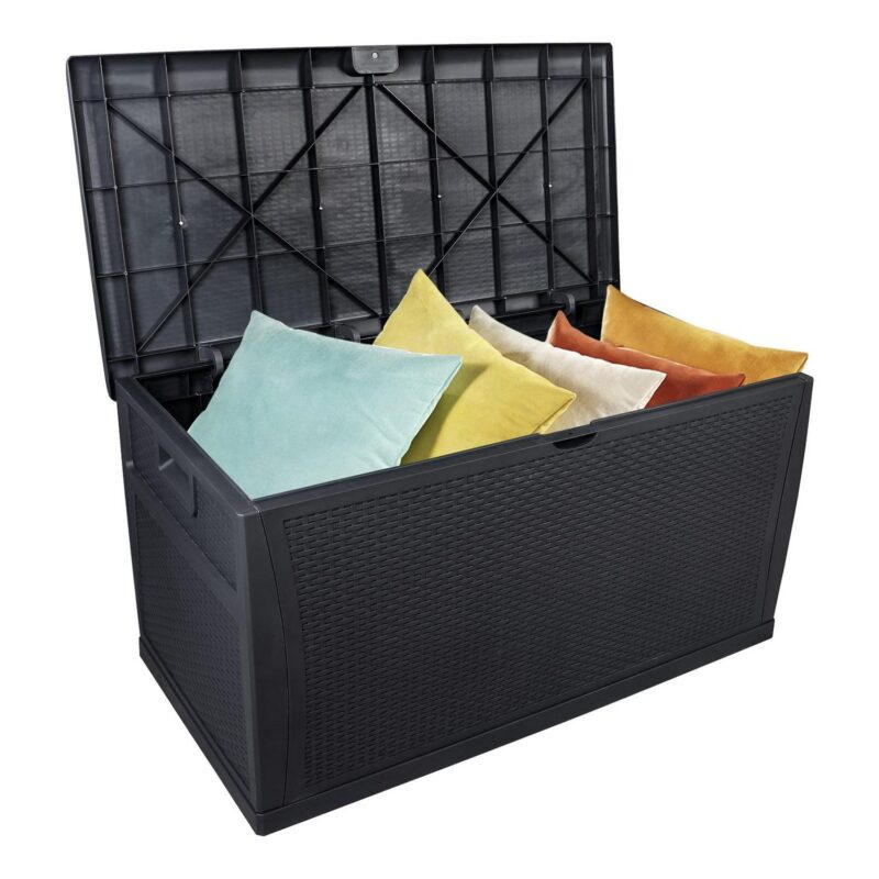 Outdoor Storage Box, XXL Patio Deck Box 120 Gallon Lockable, Waterproof Storage Deck Box for Outside Garden Pool Studio, with 175lbs Seat, Black - Image 9