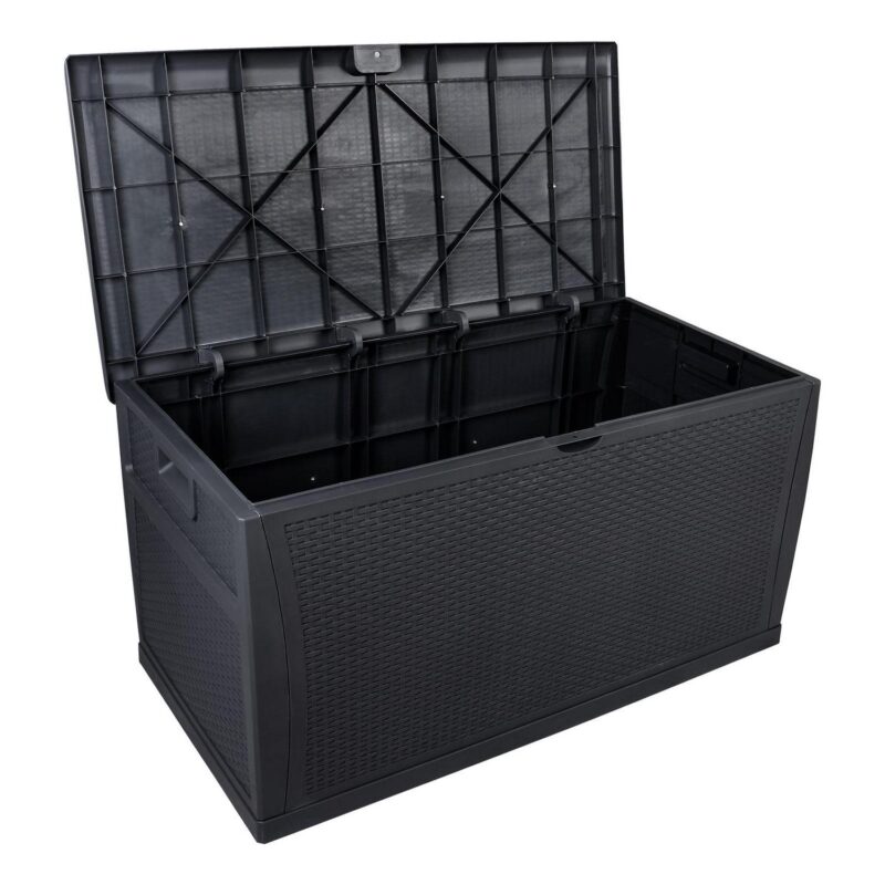 Outdoor Storage Box, XXL Patio Deck Box 120 Gallon Lockable, Waterproof Storage Deck Box for Outside Garden Pool Studio, with 175lbs Seat, Black - Image 8