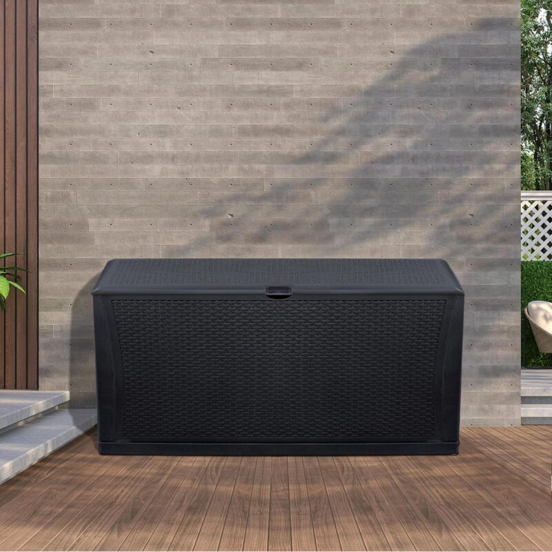 Outdoor Storage Box, XXL Patio Deck Box 120 Gallon Lockable, Waterproof Storage Deck Box for Outside Garden Pool Studio, with 175lbs Seat, Black - Image 12