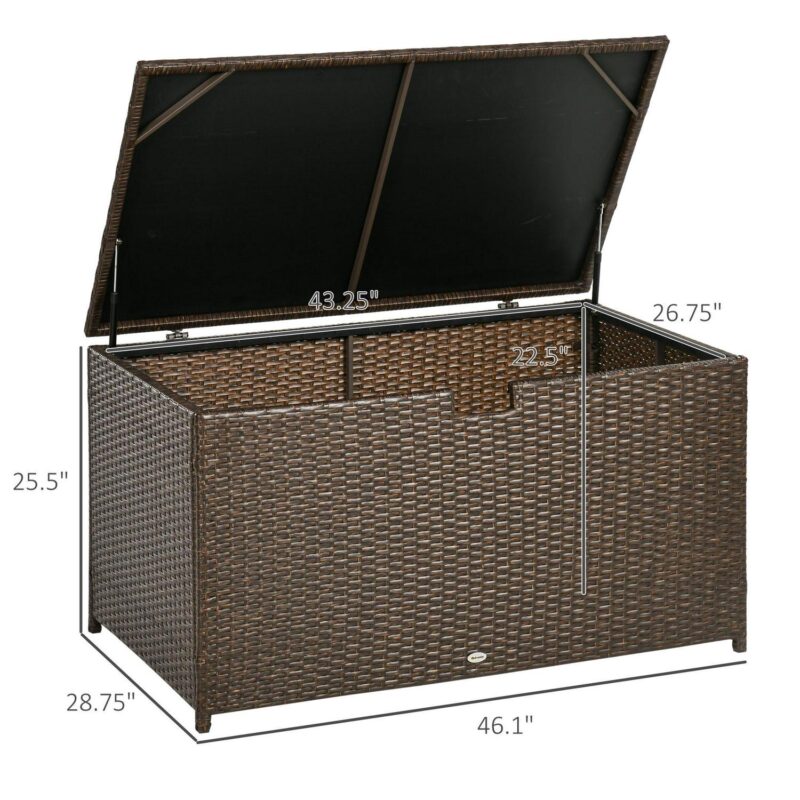 Outsunny 113 Gallon Deck Box with Groove Handle for Garden Tools Brown - Image 7