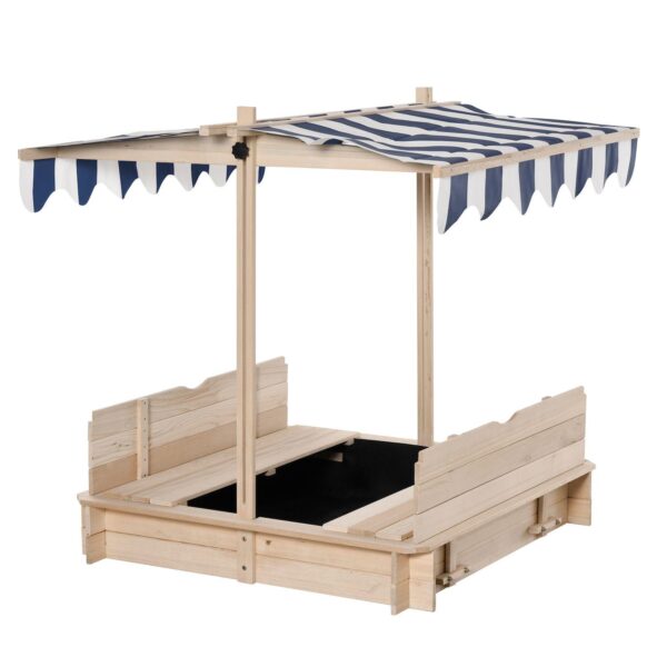 Outsunny Covered Sandbox With Lid and Adjustable Canopy For Kids