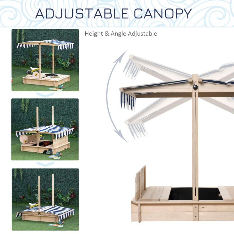 Outsunny Covered Sandbox With Lid and Adjustable Canopy For Kids - Image 4