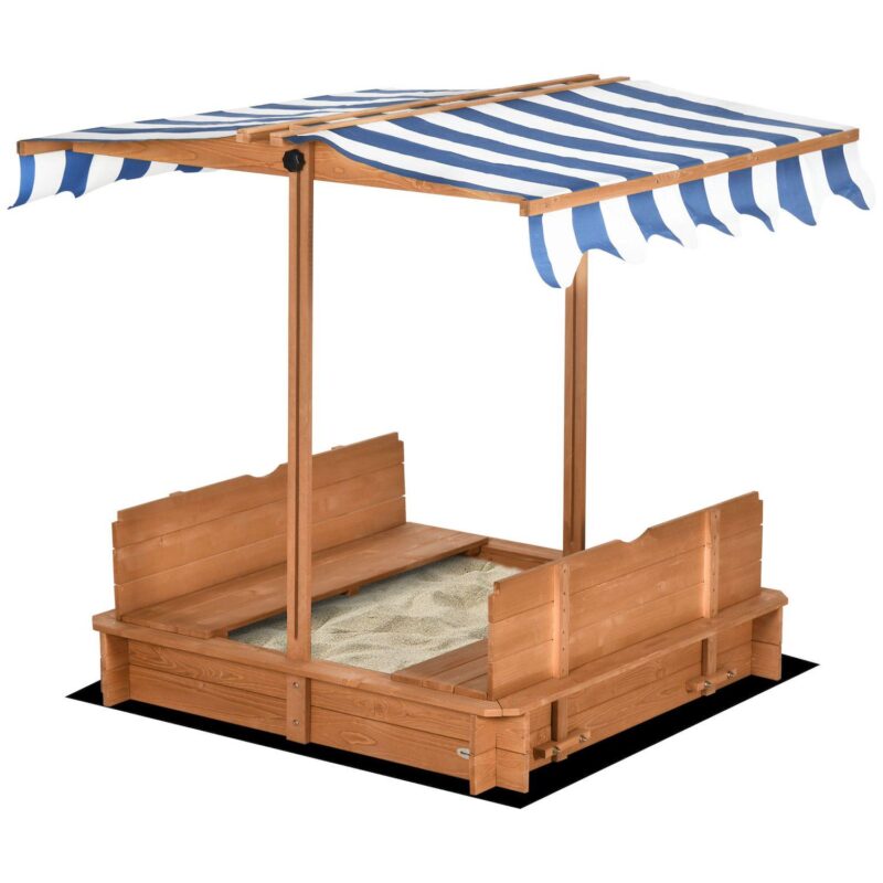 Outsunny Covered Sandbox With Lid and Adjustable Canopy For Kids - Image 2