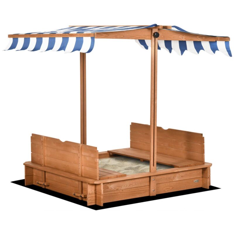 Outsunny Covered Sandbox With Lid and Adjustable Canopy For Kids - Image 5