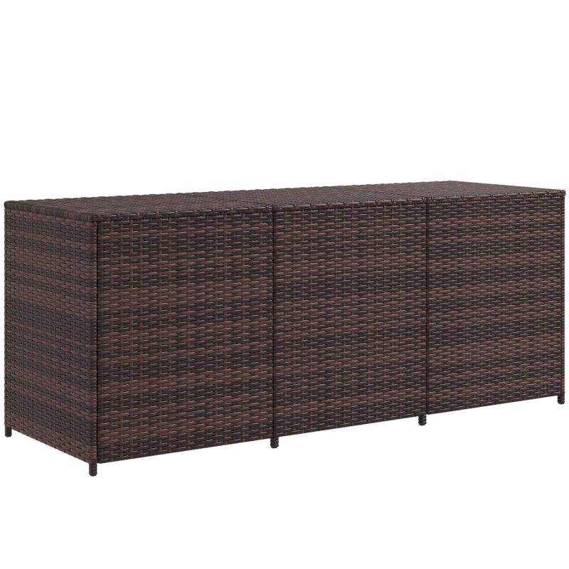 Outsunny Outdoor Storage Box w/ Pneumatic Lift and Liner, Mixed Brown - Image 2