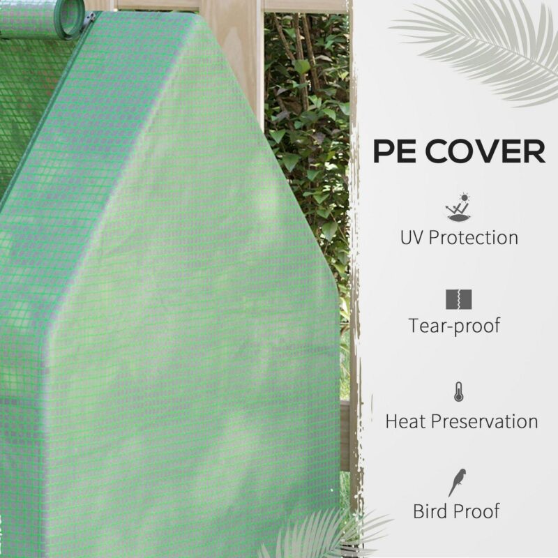 Outsunny Raised Garden Bed with Cover, Mini Greenhouse, Green - Image 5