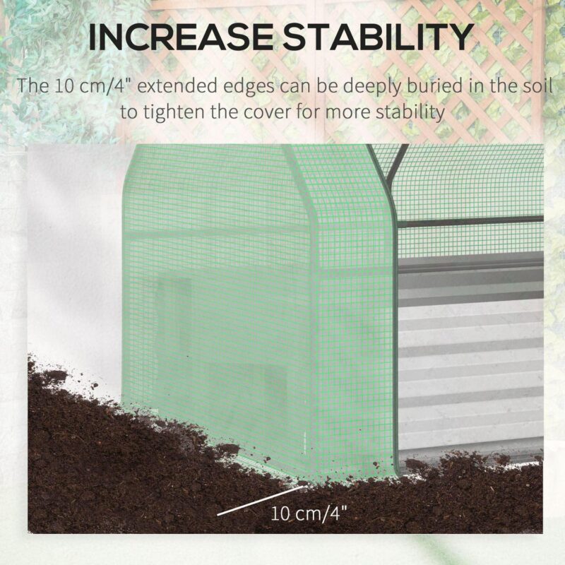 Outsunny Raised Garden Bed with Cover, Mini Greenhouse, Green - Image 9