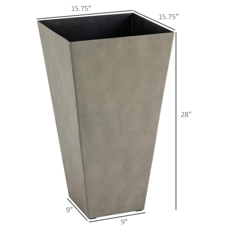 Outsunny Set of 3 Tall Planters with Drainage Hole, 28  Outdoor Flower Plant Pots, Indoor Planters for Porch Patio and Deck, Gray - Image 7