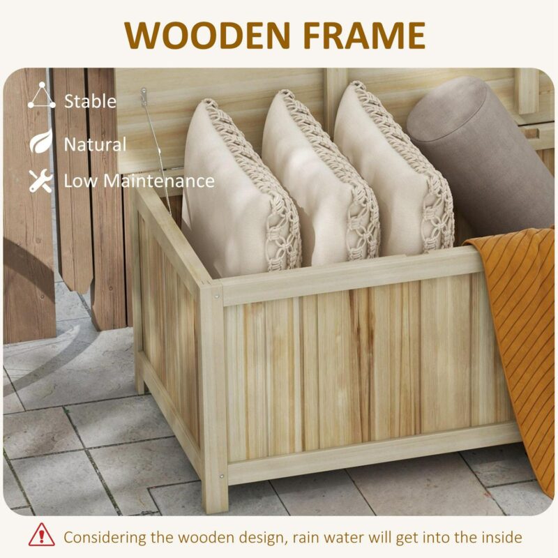 Outsunny Wooden Deck Box, 45.5 Gallon Outdoor Storage Box for Patio, Pool - Image 5