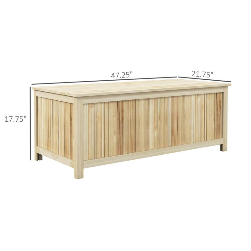 Outsunny Wooden Deck Box, 45.5 Gallon Outdoor Storage Box for Patio, Pool - Image 7