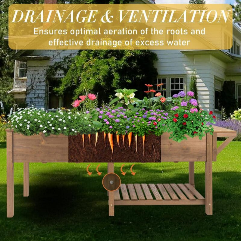 PETSCOSSET Large Raised Garden Bed Outdoor Wooden Planter Box With Legs for Gardening - Image 5