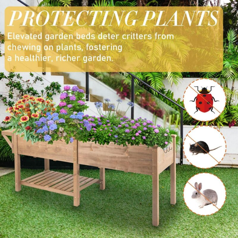 PETSCOSSET Large Raised Garden Bed Outdoor Wooden Planter Box With Legs for Gardening - Image 4
