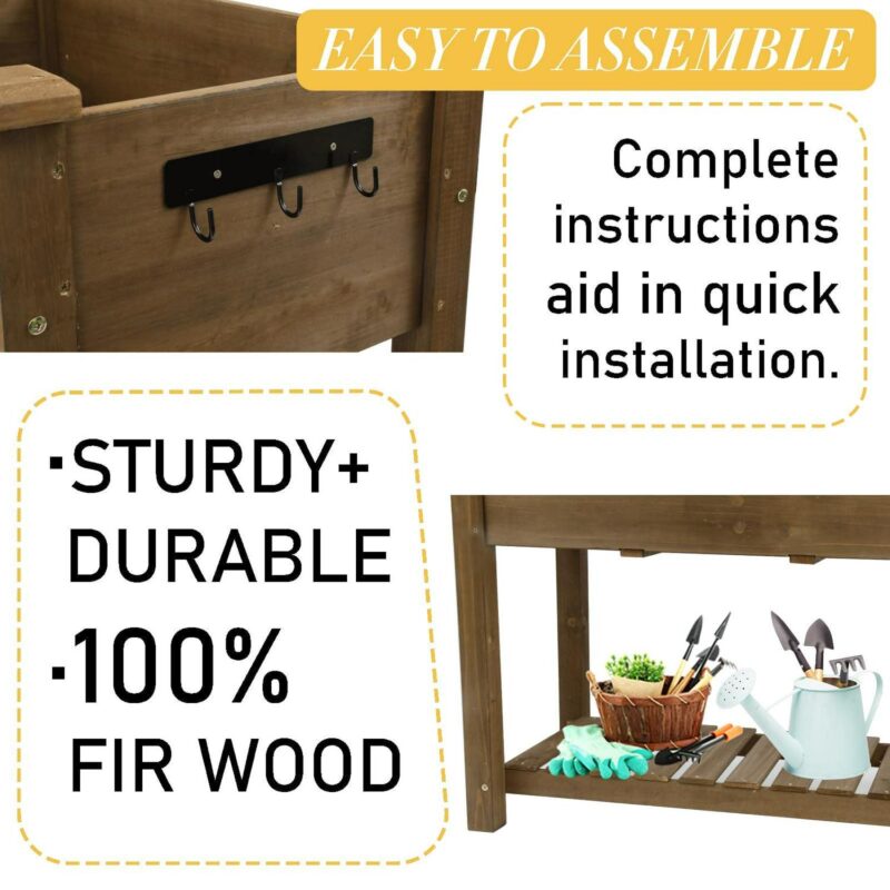 PETSCOSSET Large Raised Garden Bed Outdoor Wooden Planter Box With Legs for Gardening - Image 6