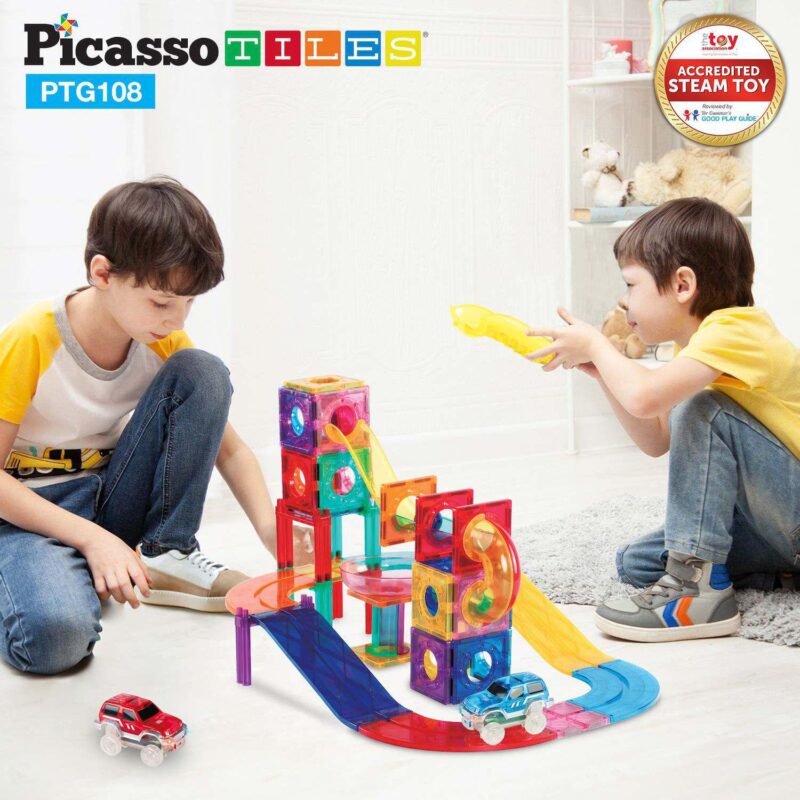 PICASSOTILES 108PC MAGNETIC MARBLE RUN - Image 2