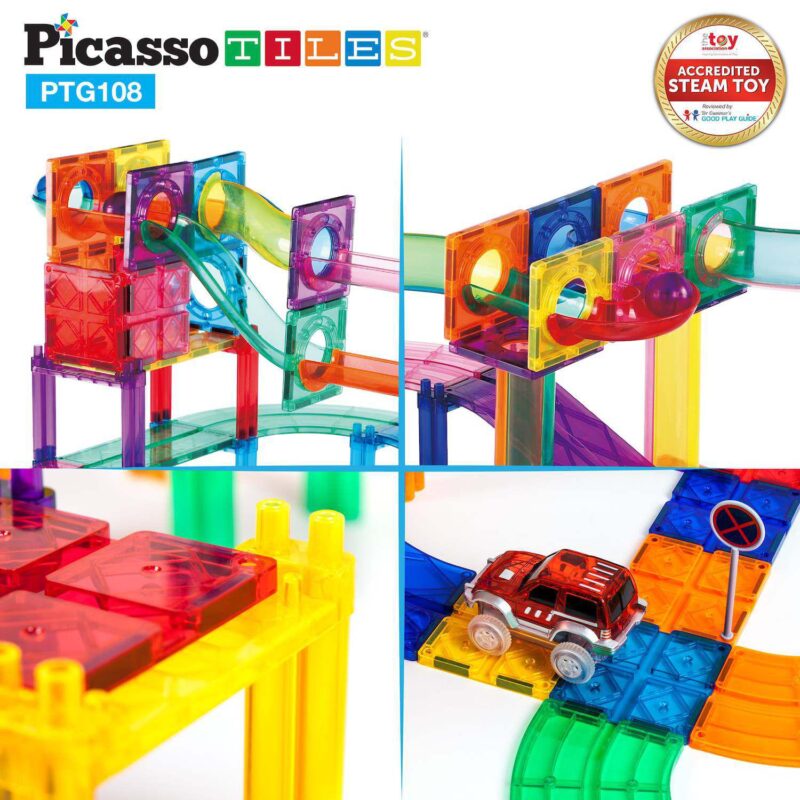 PICASSOTILES 108PC MAGNETIC MARBLE RUN - Image 4