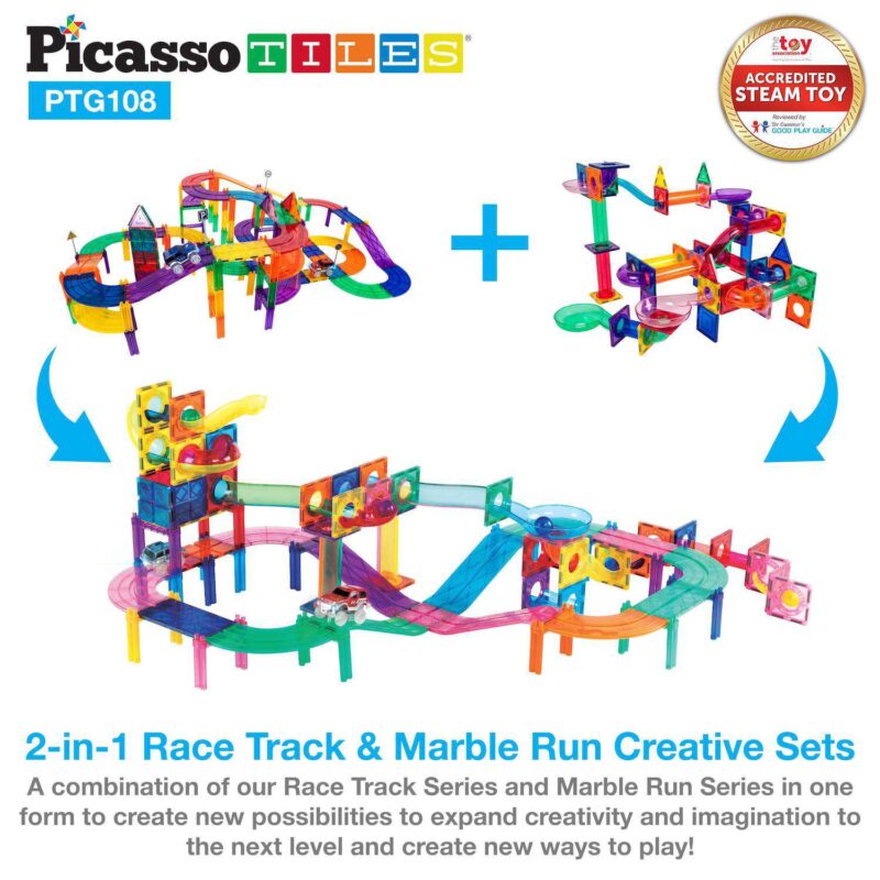 PICASSOTILES 108PC MAGNETIC MARBLE RUN - Image 3