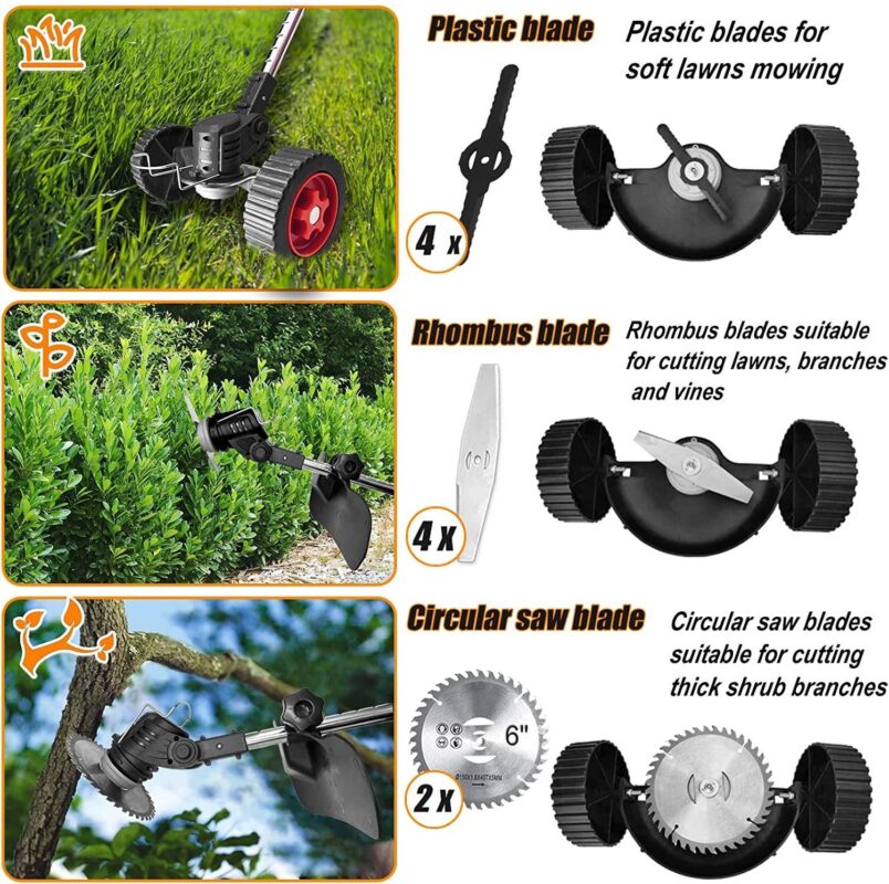 Paddsun Electric Cordless Grass String Trimmer Lawn Edger Weed Wacker Cutter w/ 2Battery - Image 8