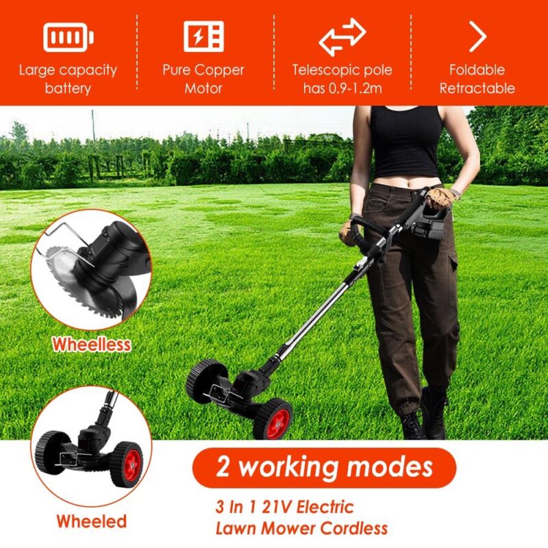 Paddsun Electric Cordless Grass String Trimmer Lawn Edger Weed Wacker Cutter w/ 2Battery - Image 3